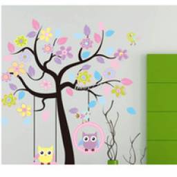 Наклейки декоративные 160x160cm Family Colorful Tree Sticker Wall Decal Big Combo Owl Nursery Removable Kids Children Room Art