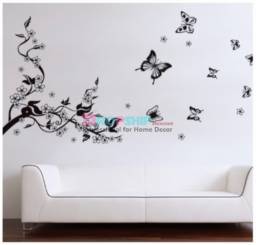 Наклейки на стену Aliexpress Butterflies flowers treesFree shipping Removable PVC Wall Stickers Mural For Kids Room Shop Party Home Decor