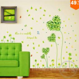 Наклейки на стену AliExpress green plant wall sticker home decoration for television sofa furniture room adornment in house adhesive removable vinyl AY7118