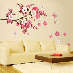 Наклейки на стену Aliexpress "Ветка вишни" New removable PVC modern peach blossom butterfly home decor art wedding room Girls Wall Sticker