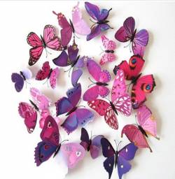 Наклейки на стены Aliexpress Hot Sale 1Set 3D Butterfly Wall Decals Multicolor PVC 3D Stickers For TV Kids Bedroom Decoration