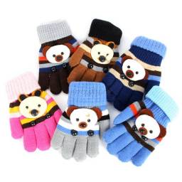 Перчатки Aliexpress Kids Toddleer Bear Pattern Fleece Warm Winter Gloves Boy Girl Full Finger Mittens Free Shipping