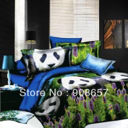 Постельное белье Aliexpress new black panda animal pattern cheaper 3D bedding set discount oil painting queen/full duvet covers sets 4pc for quilt/comforter