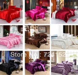 Постельное белье Aliexpress Queen&King size 4pcs Imitation silk bedding set.bed linen bedclothes.bedspread/bed sheet /duvet cover textile