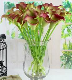Promotion 10pcs/lot Calla Lily Real Touch Home Decorative Flower Artificial PVC Wedding DP671574