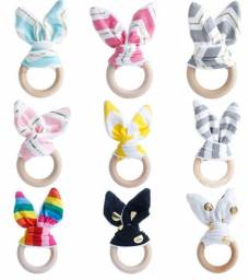 Прорезыватель Aliexpress кольцо с ушками (Safety Wooden Natural Baby Teething Ring Chewie Cute Teether Training Bunny Sensory Toy Hot Sale)