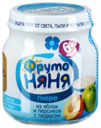 Пюре Фруто Няня из яблок и персиков с творогом