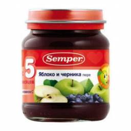 Пюре Semper Яблоко-черника с 5 месяцев