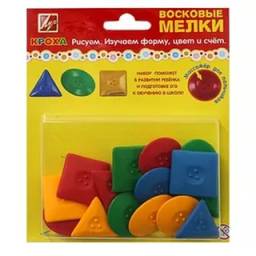 Разноцветные толстые восковые мелки Кроха Геометрические фигуры (4 цвета)