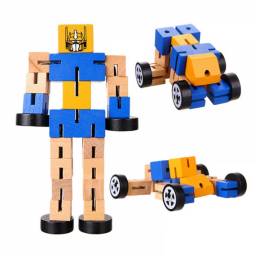 Развивающая игрушка Aliexpress Montessori Wooden Transformation Robot Building Blocks Kids Toys for Children Educational Learning Intelligence Gifts