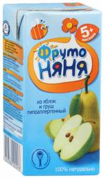 Сок детский Фруто Няня Яблоко и Груша с мякотью гипоаллергенный