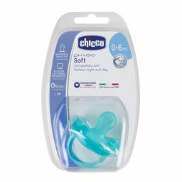Соска-пустышка Chicco Physio Soft ортодонтическая с 0 мес. (силикон) голубой