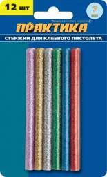 Стержни клеевые с блестками "Практика" 12 штук