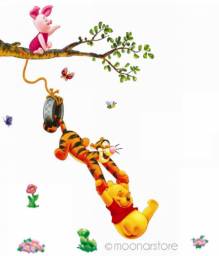 Стикер на стену: 1 pc. bear and tiger partner wall sticker baby room removable poster bright cartoon Wallpaper stickers Y70 * JJ0040 # m5