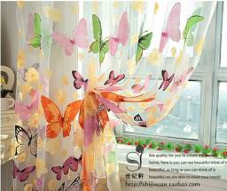 Тюль Aliexpress Rustic romantic window screening customize finished products balcony butterflies tulle curtain panel free shipping