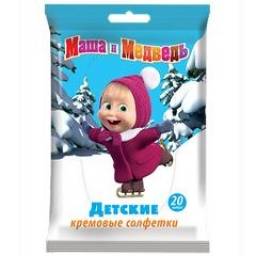 Влажные салфетки ООО "Авангард" Маша и медведь кремовые №20