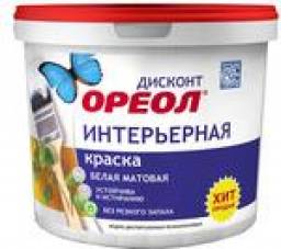 Водно-дисперсионная краска " Ореол Дисконт " интерьерная белая матовая
