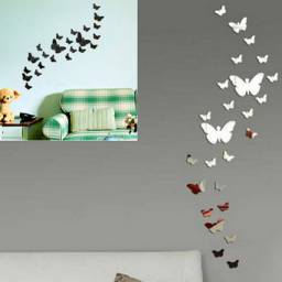 Зеркальные бабочки AliExpress 2014 Hot 3D 1set/25pcs Butterfly Wall Sticker DIY Decoration Home Art Decal DIY Room Mirror Stickers