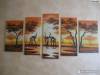 Фото 1 - Модульная AliExpress 100% Hand painted Grassland forest elephants Abstract landscape DECOR HOME Oil Painting on canvas 5pcs/set PICTUR Framed Фото 1